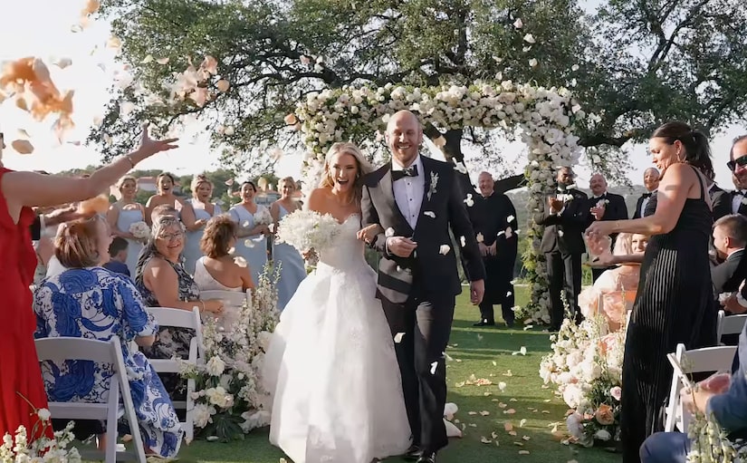 sachin and babi light blue dress Bachelorette' Rachel Lindsay Reveals Wedding Dress Designer, Location of  Bryan Abasolo Nuptials (Exclusive) main image 1